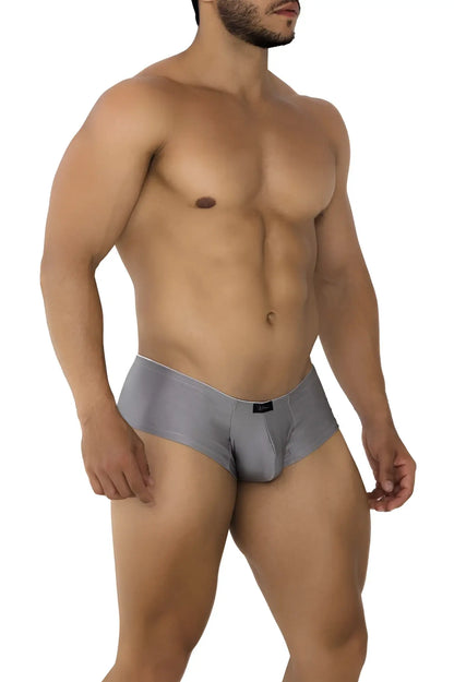 Gray Xtremen 91180 microfiber trunks with form-fitting stretchy fabric and subtle black logo on waistband