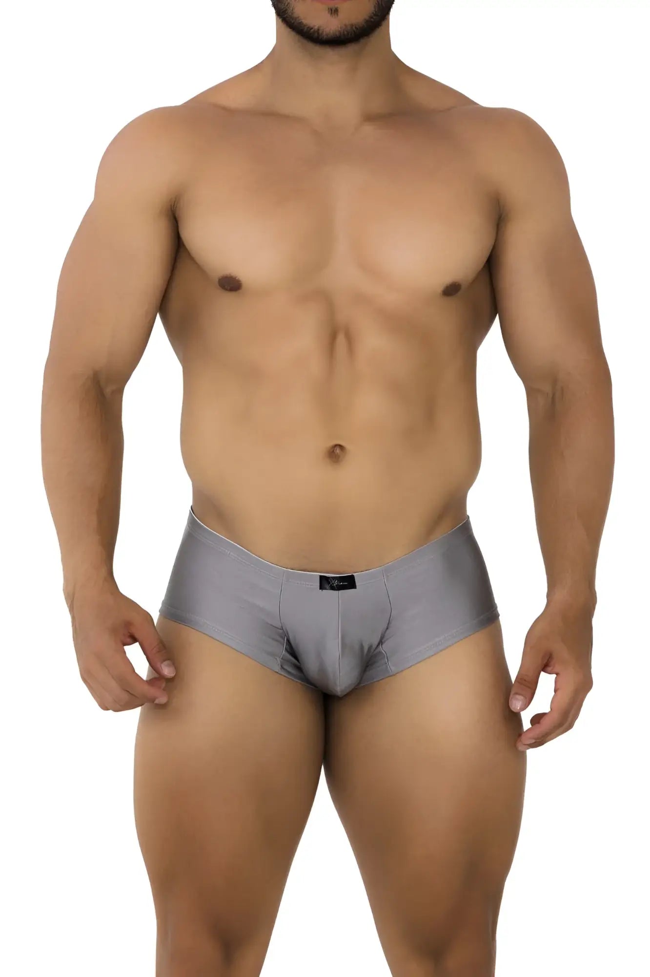 Xtremen 91180 microfiber trunks in silver feature sleek form-fitting design with a subtle sheen and black brand tag