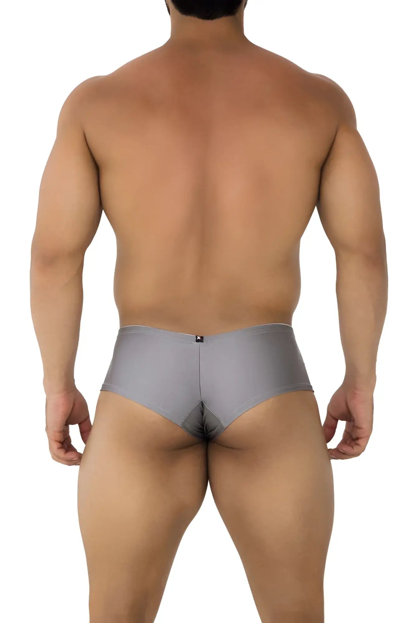 Gray microfiber Xtremen 91180 trunks with subtle sheen, form-fitting design, and black logo on waistband
