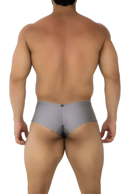 Gray microfiber Xtremen 91180 trunks with subtle sheen, form-fitting design, and black logo on waistband
