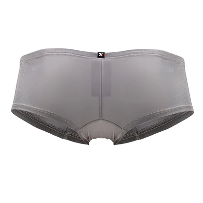 Xtremen 91180 microfiber trunks in silver gray with smooth stretchy fabric and reinforced mesh leg openings