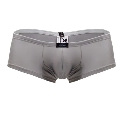 Gray xtremen 91180 microfiber trunks in silver featuring smooth stretchy fabric and a branded waistband tag