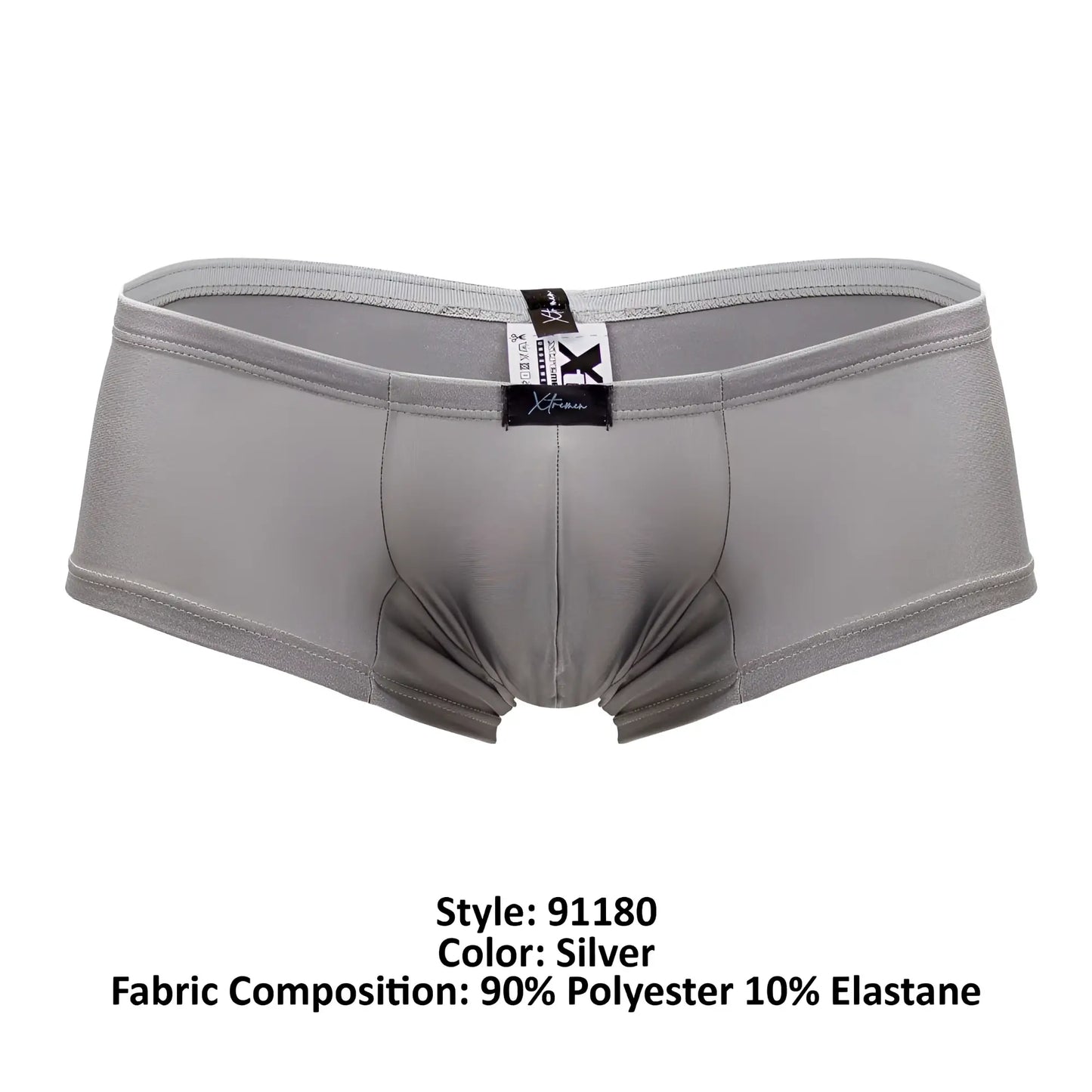 Silver xtremen 91180 microfiber trunks men’s briefs made of 90% polyester 10% elastane with branded waistband