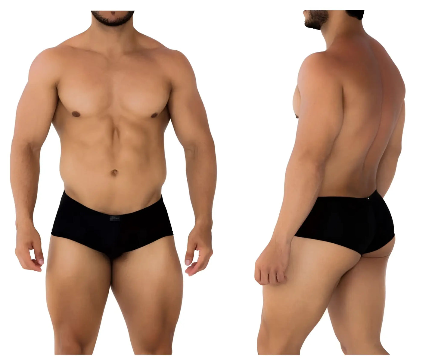 Black Xtremen 91181 microfiber trunks with a subtle logo on the waistband in a sleek briefs design