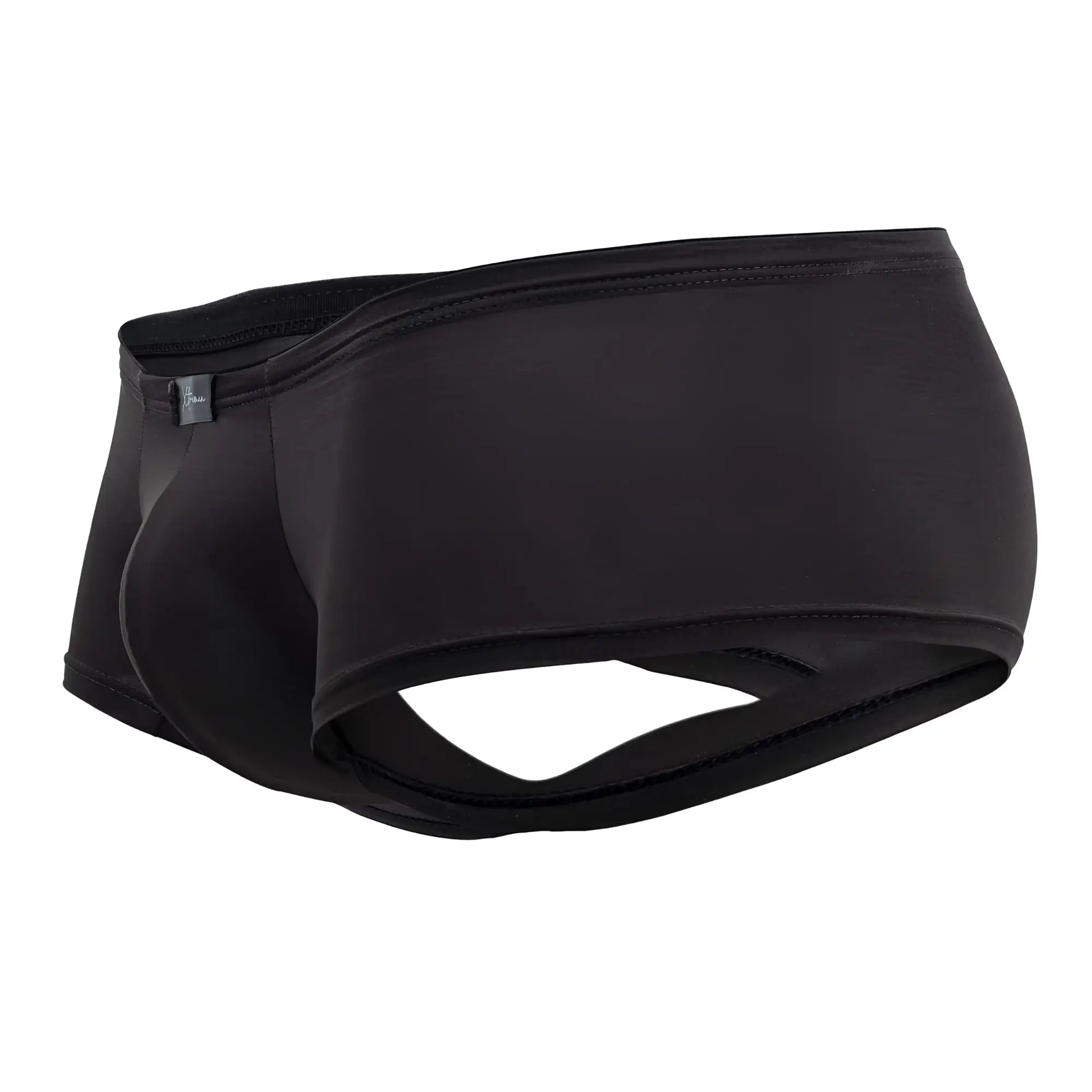 Black xtremen 91181 microfiber swim trunks for men with sleek form-fitting design and distinctive back cutout