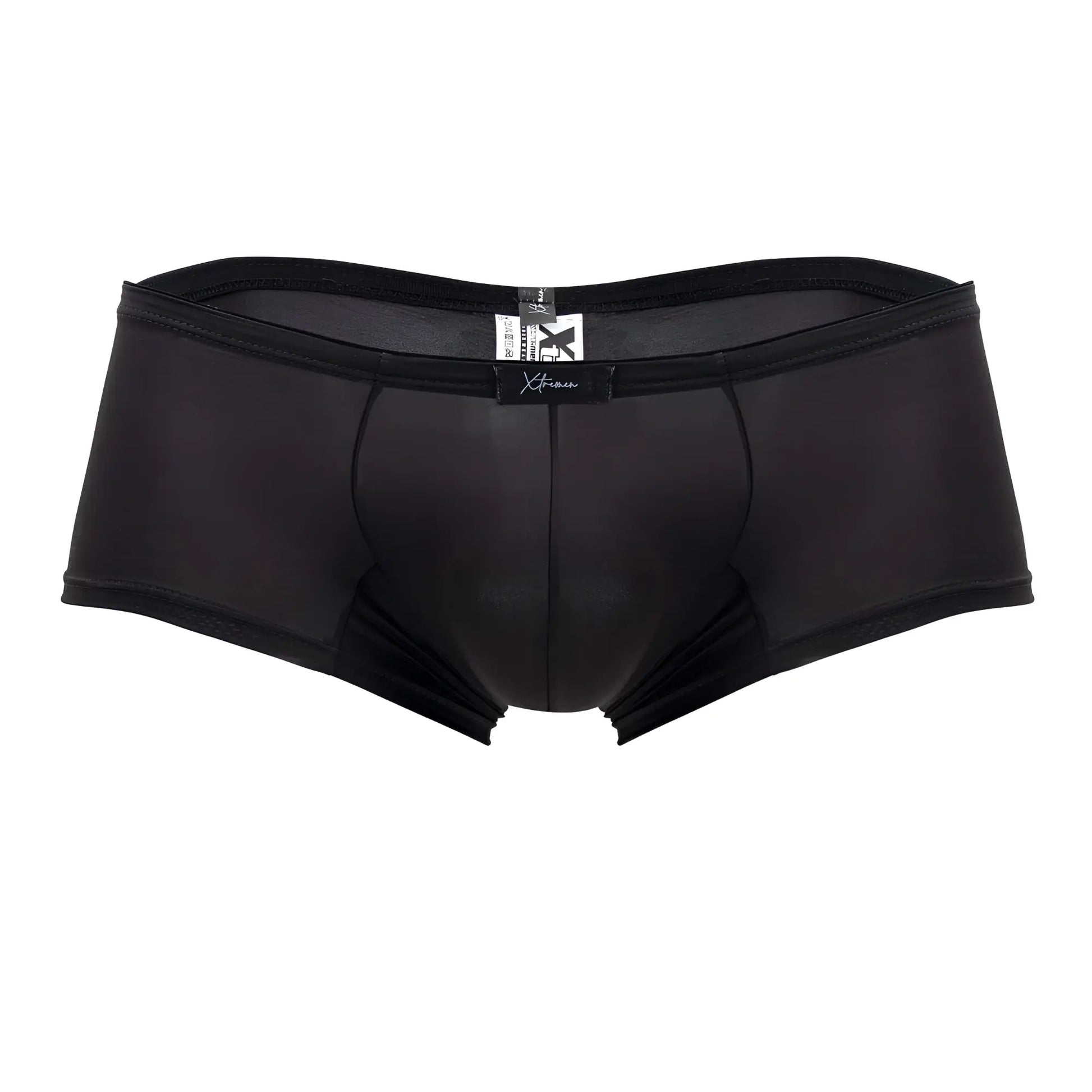 Xtremen 91181 microfiber trunks black form-fitting men’s underwear with smooth stretchy fabric and subtle mesh waistband panel
