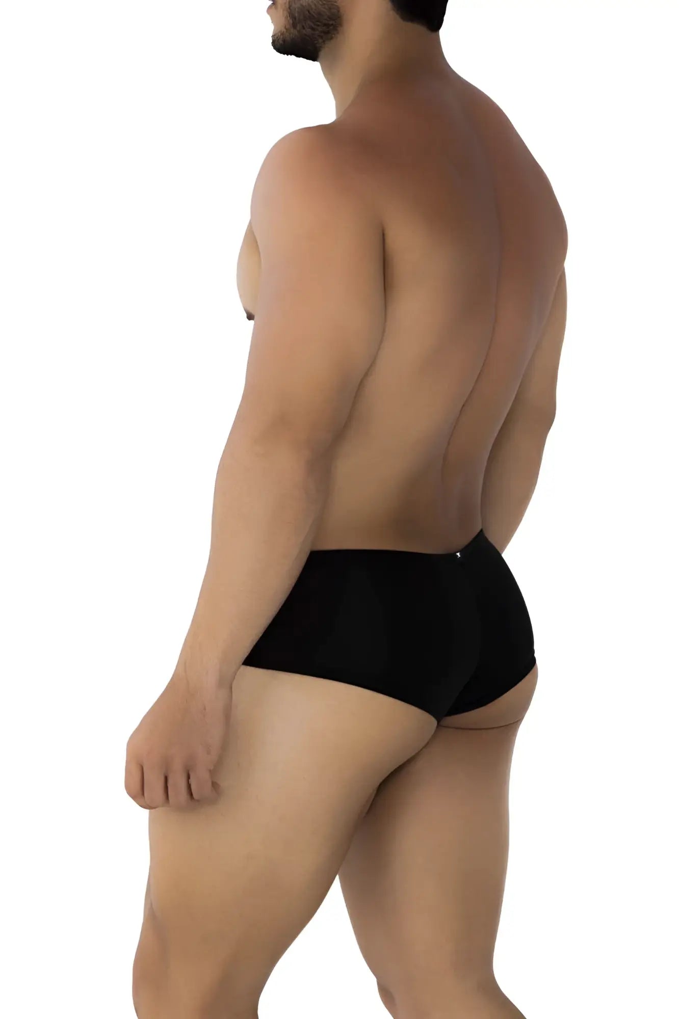 Black xtremen 91181 microfiber trunks with smooth form-fitting design in black shown from the back side