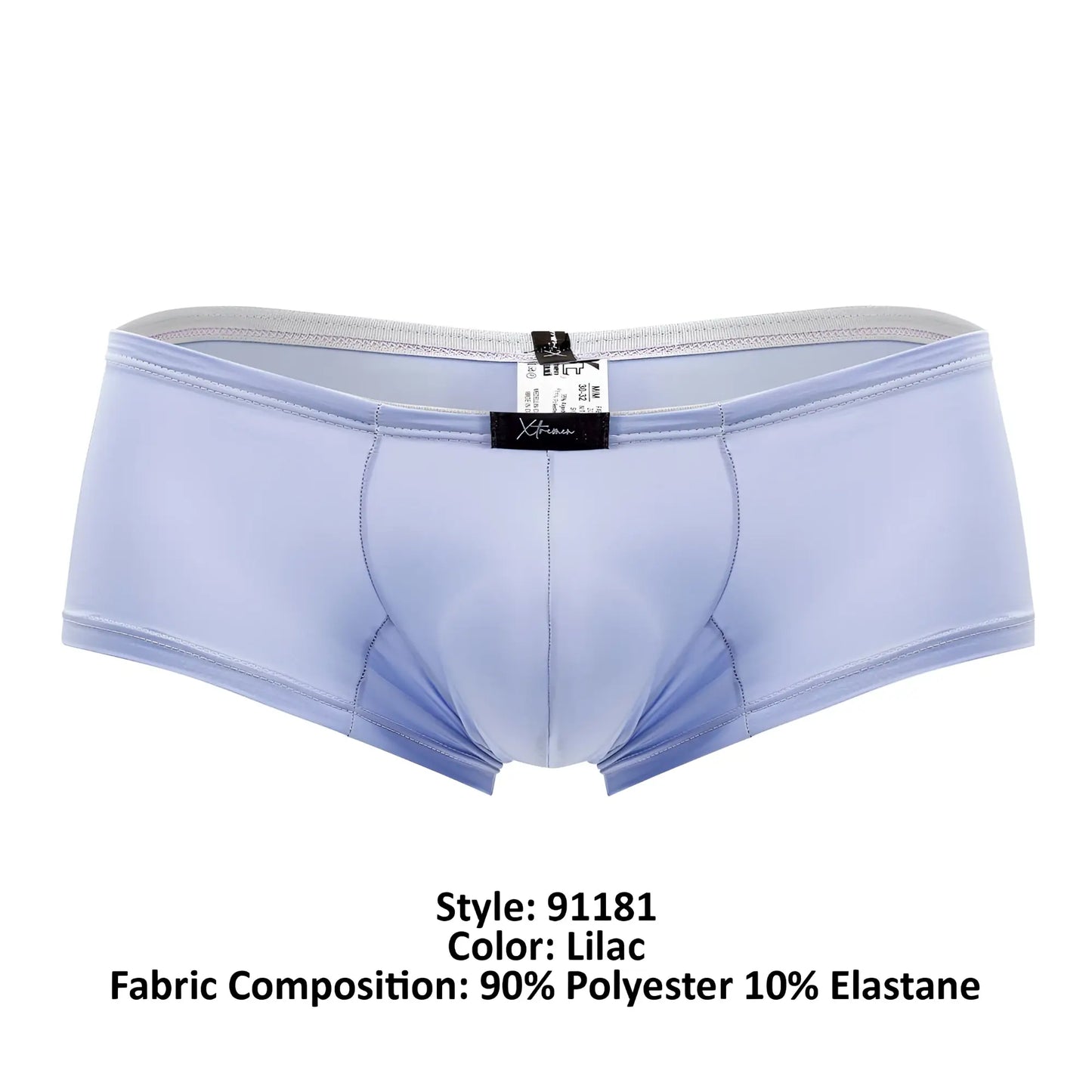 Xtremen 91181 microfiber trunks in lilac with gray trim made of 90% polyester 10% elastane for men