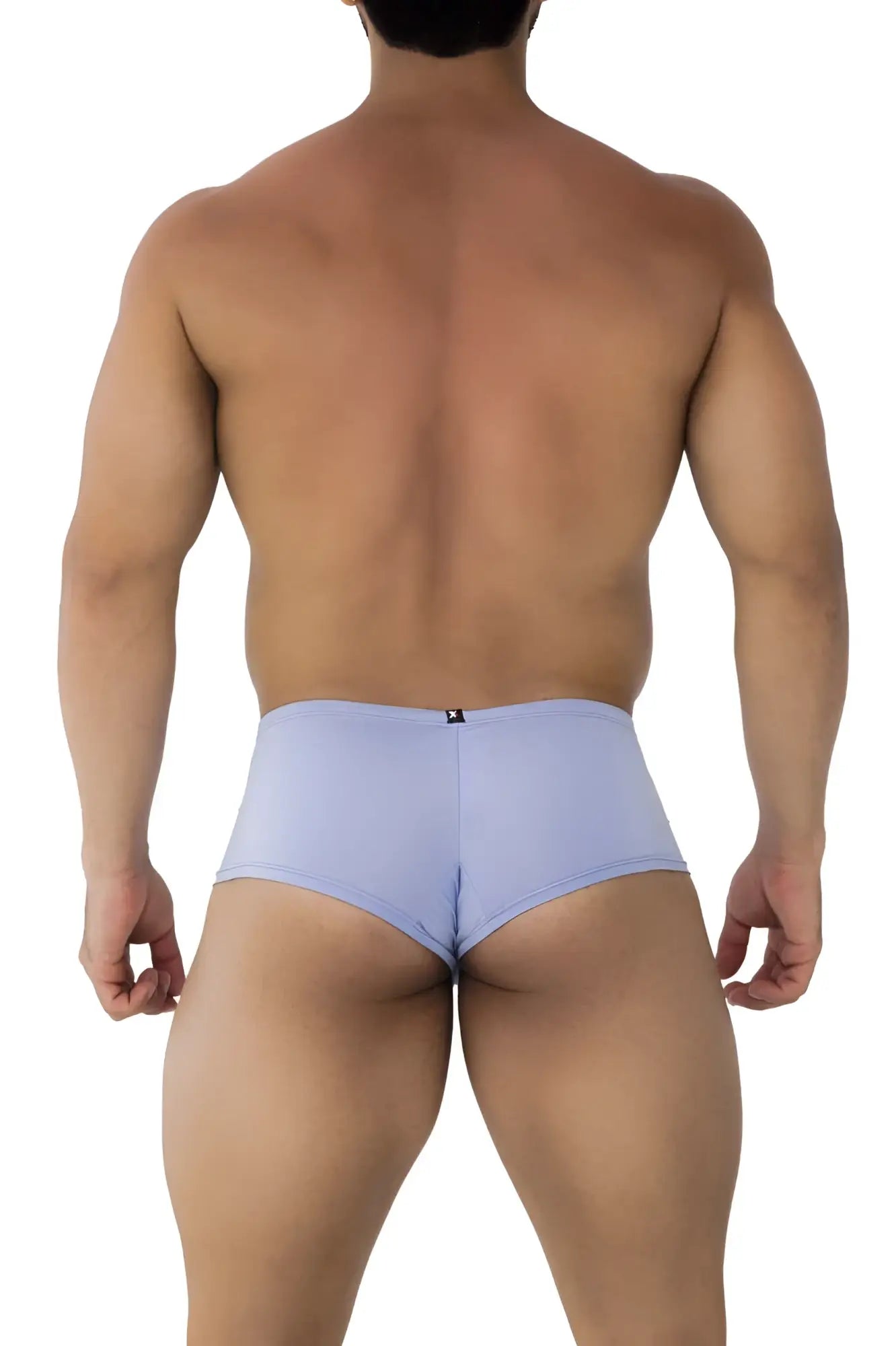 Light blue xtremen 91181 microfiber trunks with smooth stretchy fabric and a small black logo on the back waistband
