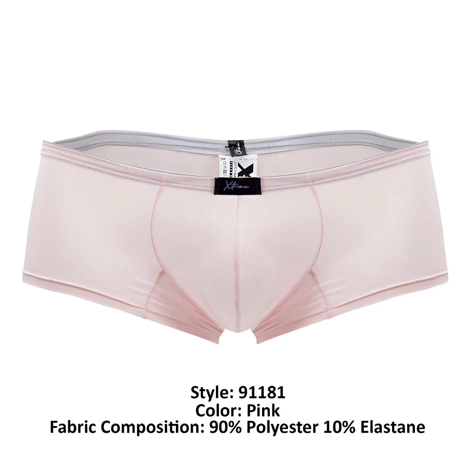 Pink xtremen 91181 microfiber trunks with gray waistband and black brand label designed for men