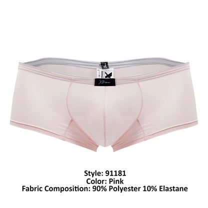 Pink xtremen 91181 microfiber trunks with gray waistband and black brand label designed for men