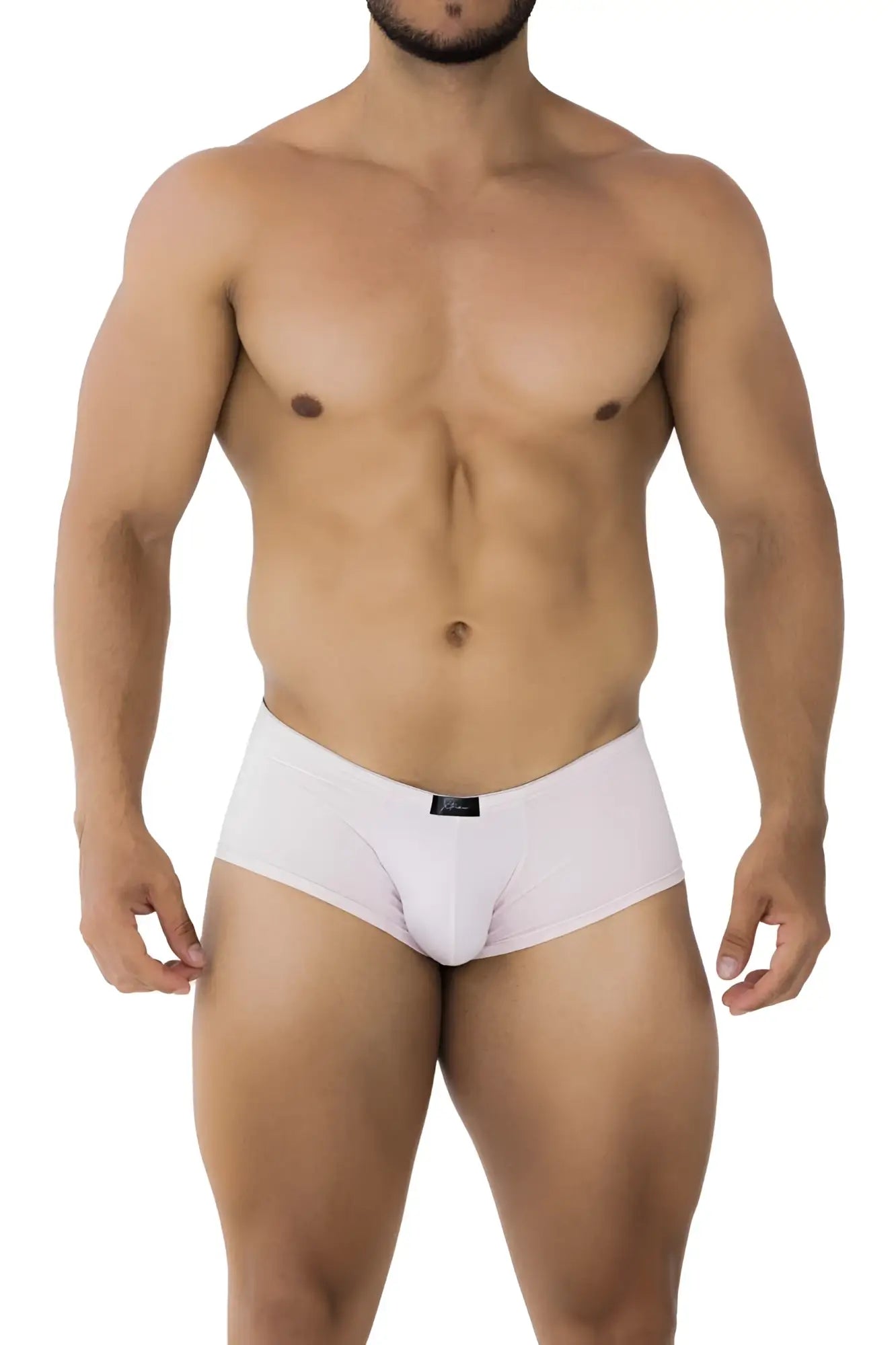 White men’s microfiber briefs xtremen 91181 in pink with snug fit and small black logo on waistband