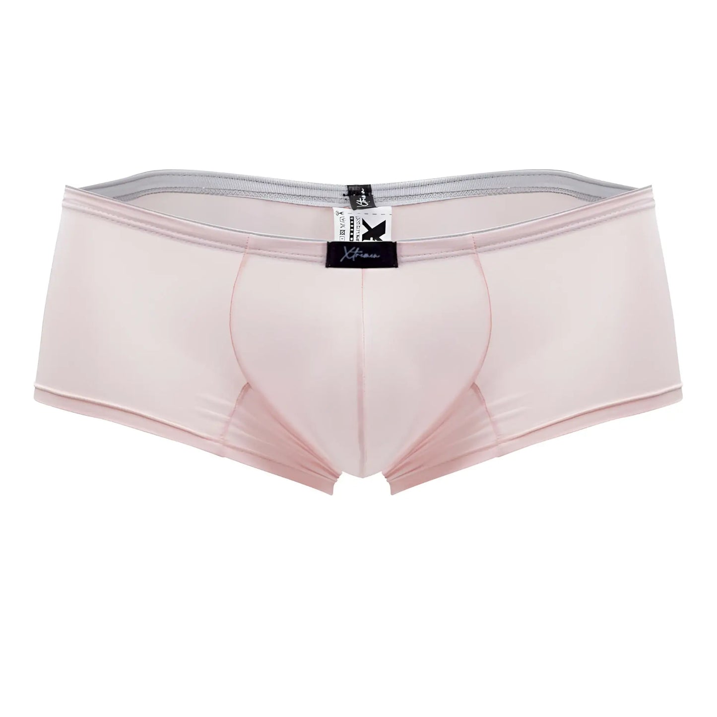 Pink xtremen 91181 microfiber trunks for men with x-fine smooth stretchy fabric and gray elastic waistband