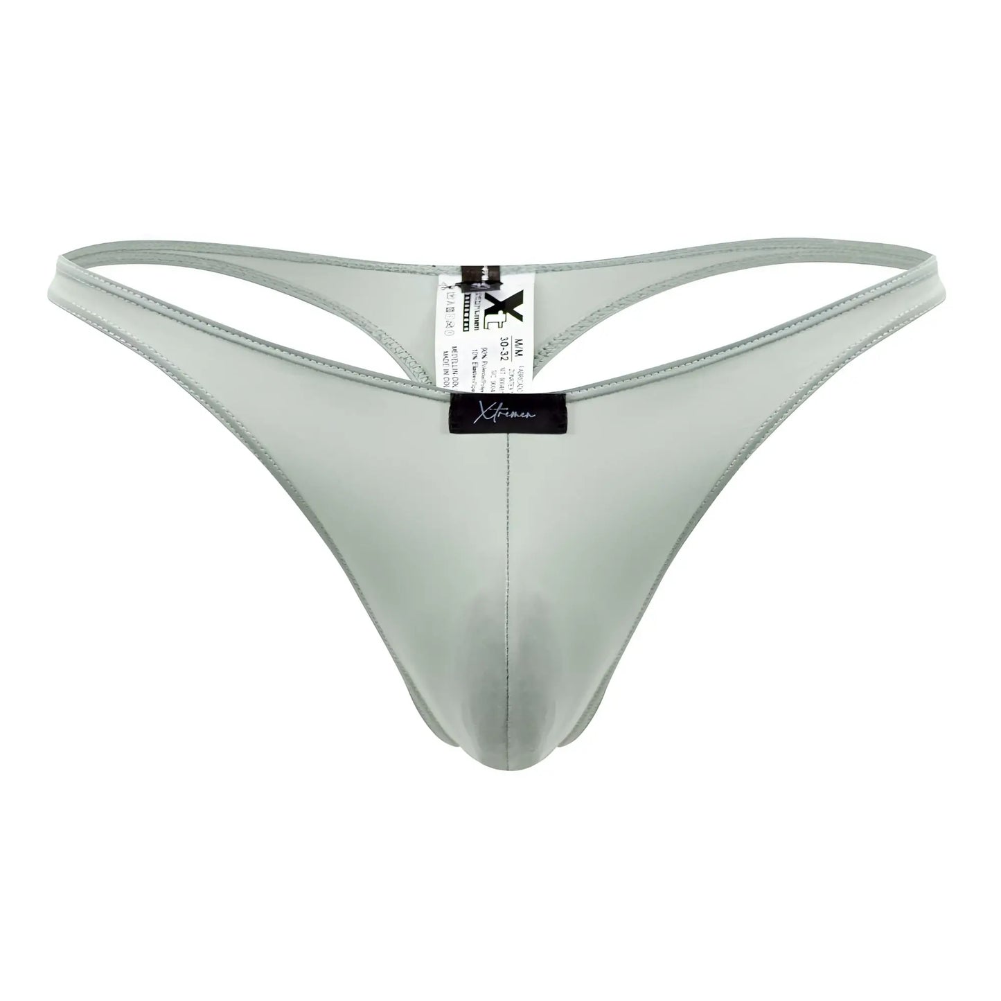 Xtremen 91182 light gray microfiber thong with sleek glossy material and minimalist design in green color