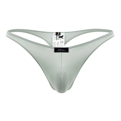 Xtremen 91182 light gray microfiber thong with sleek glossy material and minimalist design in green color