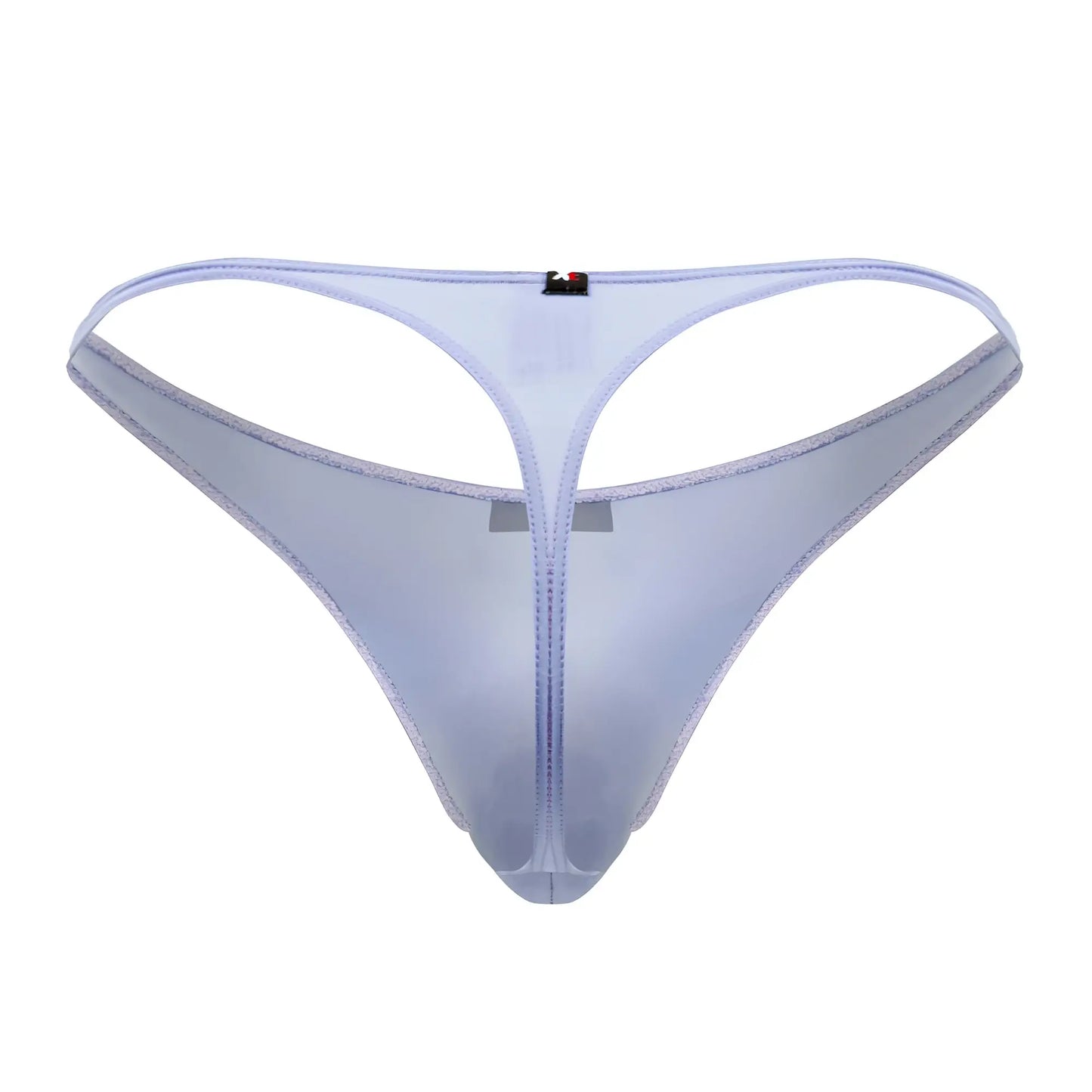 Transparent lavender microfiber thong with sheer mesh material central zipper and stitched edges xtremen 91182 lilac