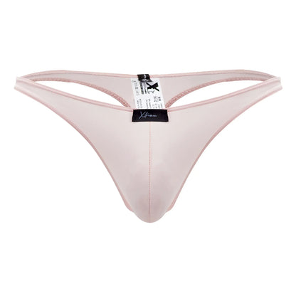 Xtremen 91182 microfiber pink thong made of delicate translucent satin-like fabric with fine stitching along edges