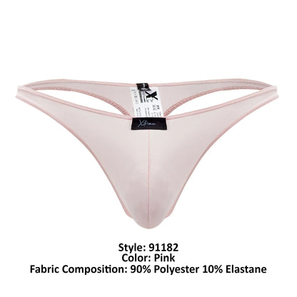 Pink sheer Xtremen 91182 microfiber thong made of 90 polyester 10 elastane with subtle pink trim along edges