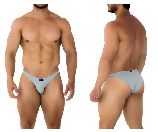 Light blue seamless microfiber briefs with minimalist design and small black logo at the waistband from xtremen 91183