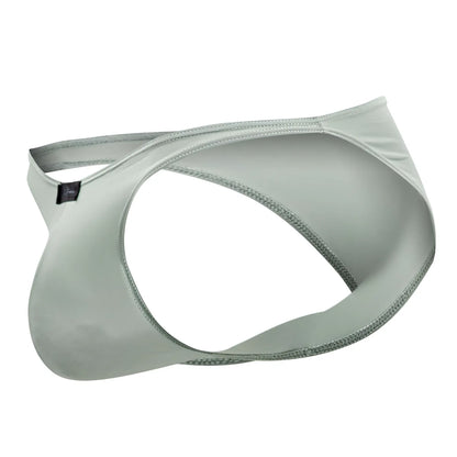 Xtremen 91183 microfiber bikini briefs in green with a sleek, satin-like finish and subtle edge stitching