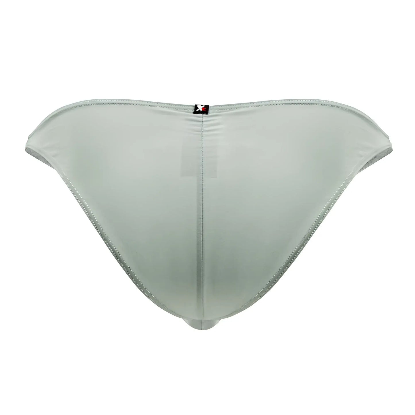 Xtremen 91183 microfiber bikini in green with a sleek light gray satin finish and subtle edge stitching