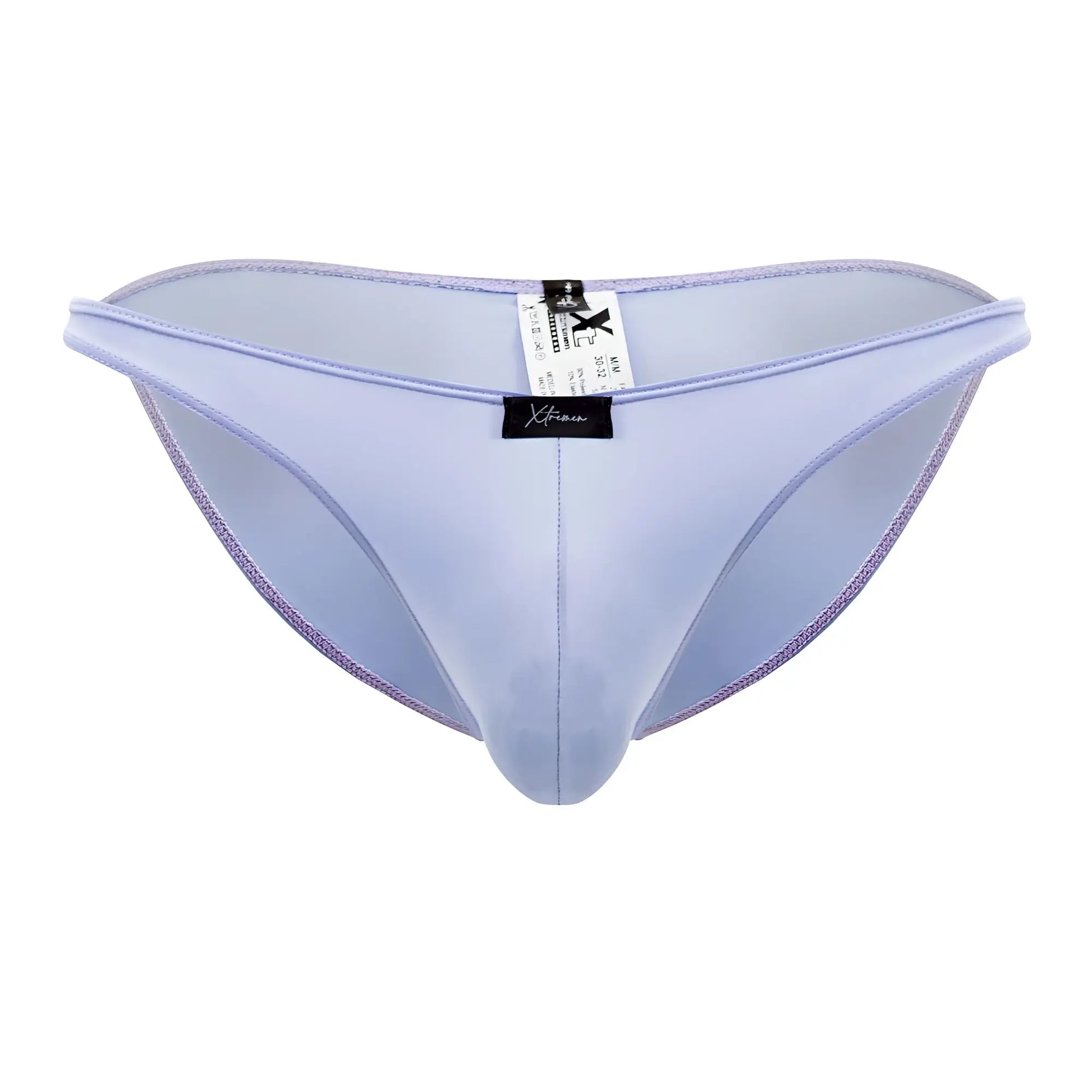 Light purple xtremen 91183 microfiber bikini briefs with a sleek form-fitting satin-like finish for men