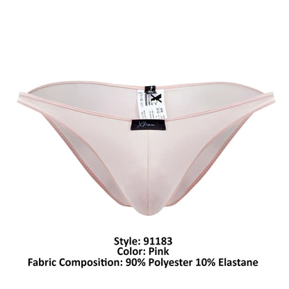 Pink sheer Xtremen 91183 microfiber bikini thong made of 90% polyester and 10% elastane with subtle pink trim