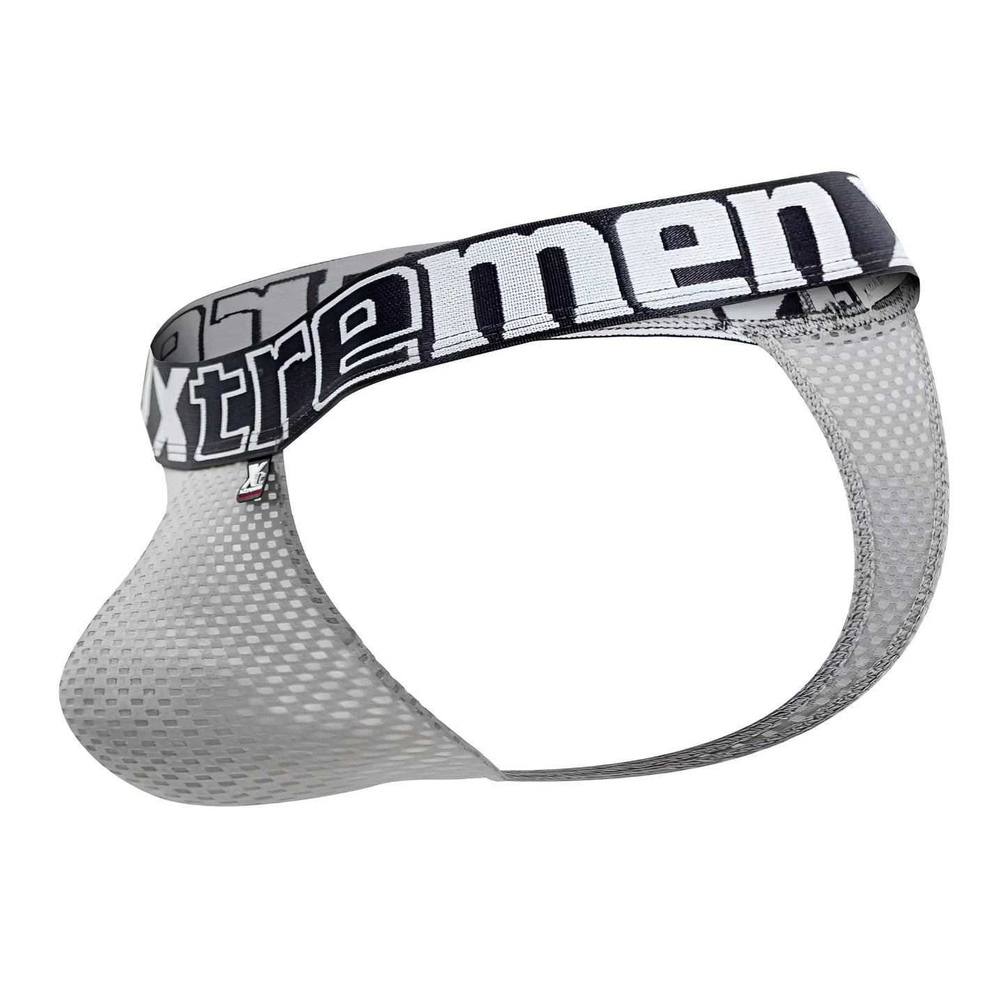 Gray mesh men’s briefs with black and white xtremen waistband from xtremen 91184 mesh thongs color gray collection