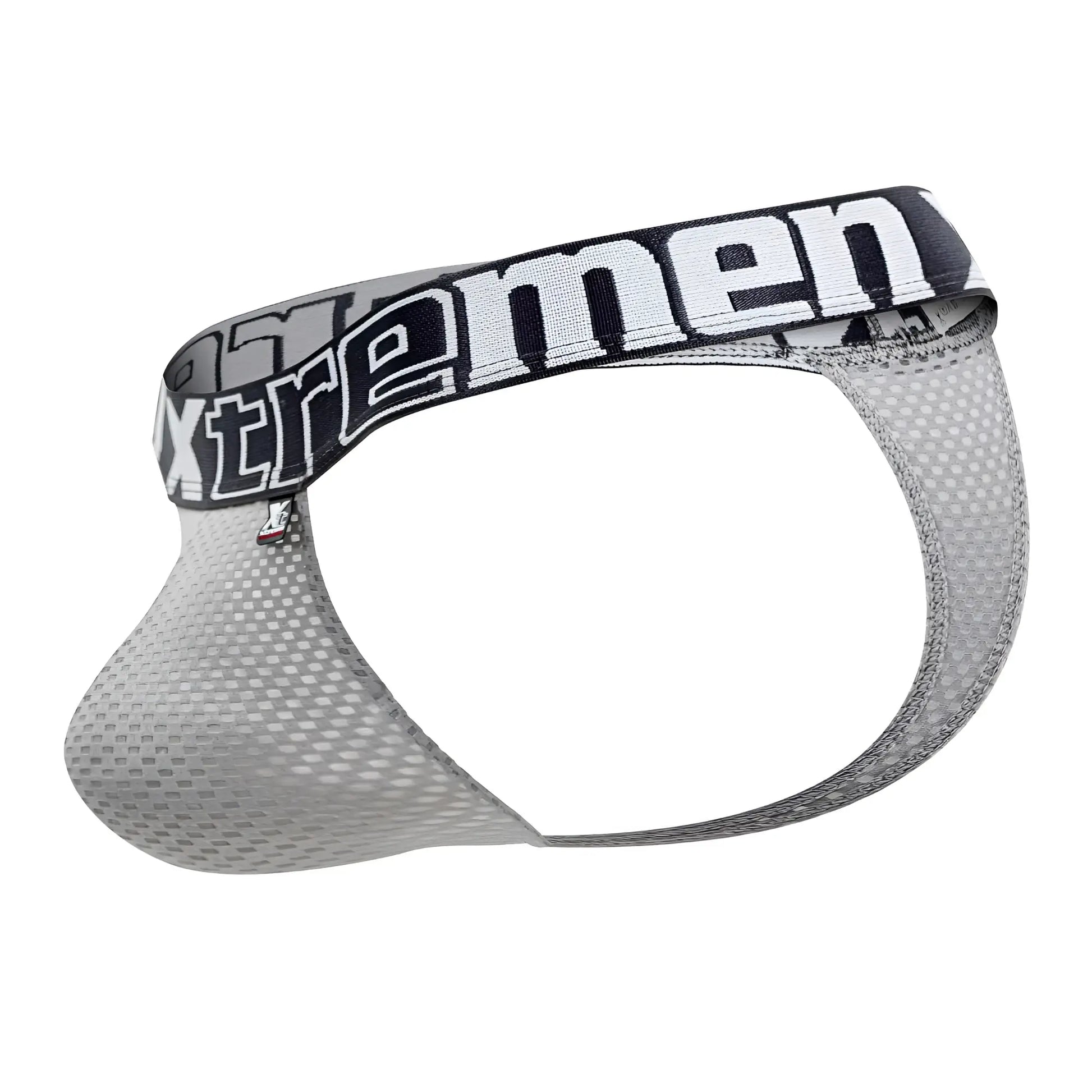 Gray mesh men’s briefs with black and white xtremen waistband from xtremen 91184 mesh thongs color gray collection