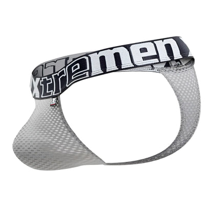 Gray mesh men’s briefs with black and white xtremen waistband from xtremen 91184 mesh thongs color gray collection