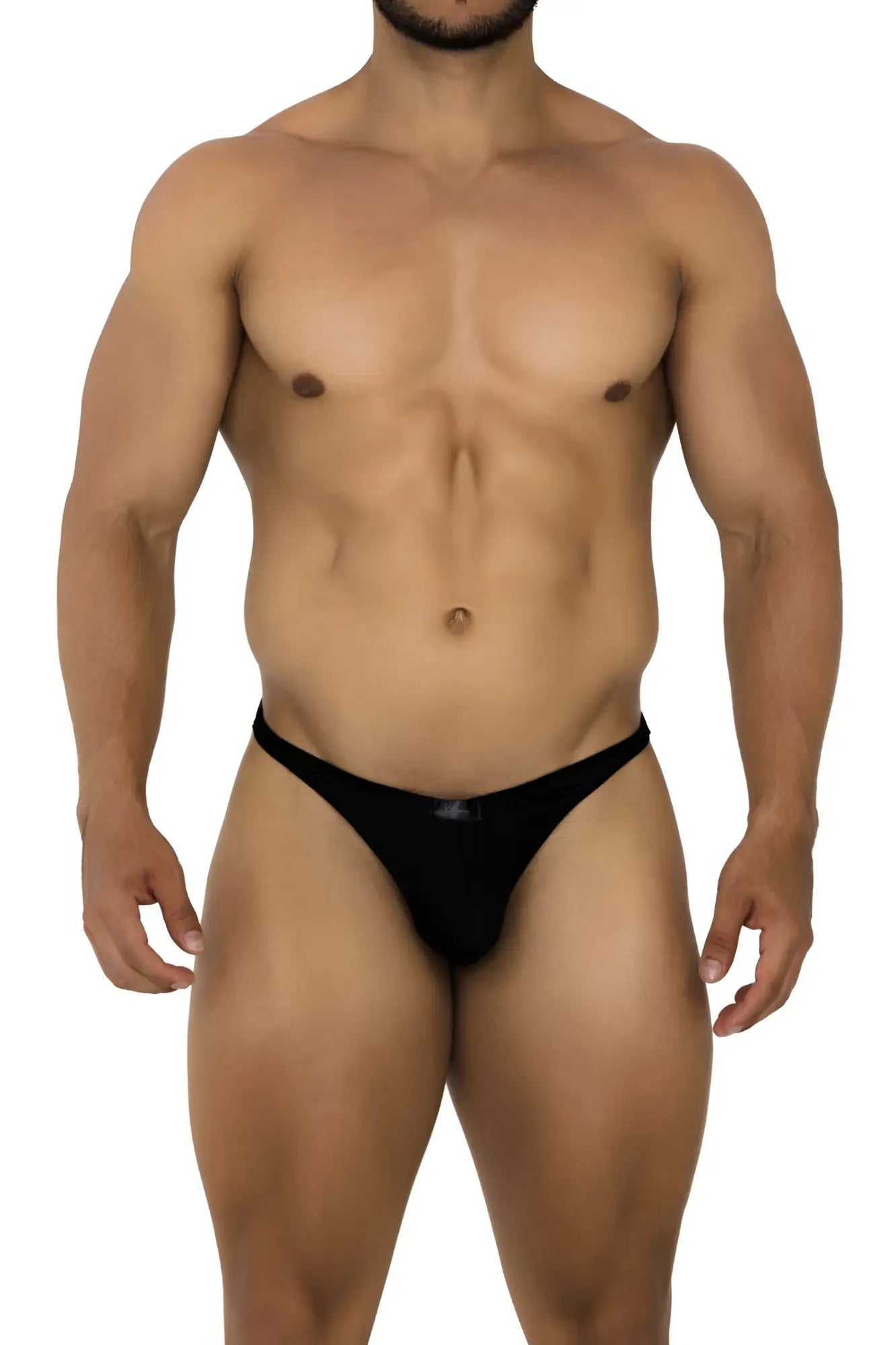 Black Xtremen 91185 mesh thongs with sleek form-fitting design and small front logo athletic briefs style