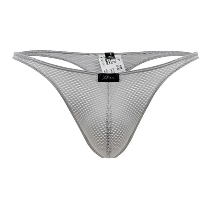 Xtremen 91185 gray mesh thong with subtle grid pattern and reinforced edges for comfortable wear