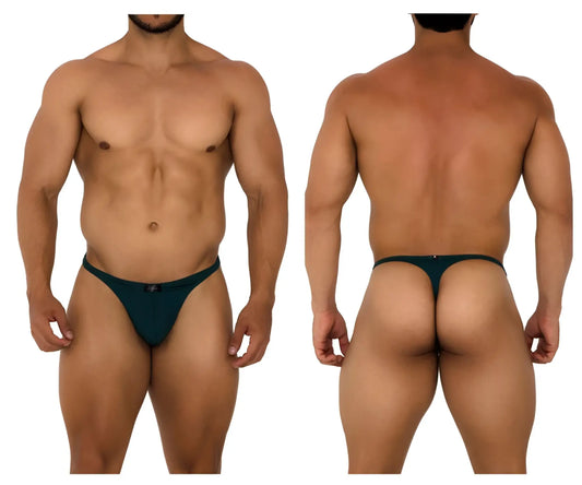 Dark teal Xtremen 91185 mesh thong with a small black logo on the front in green color