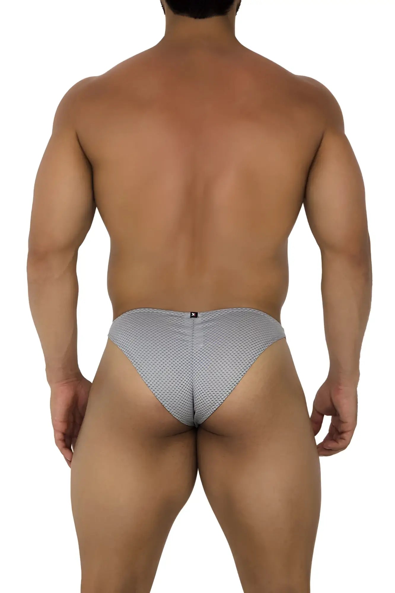 Gray xtremen 91186 mesh bikini briefs with subtle textured pattern made of breathable mesh fabric