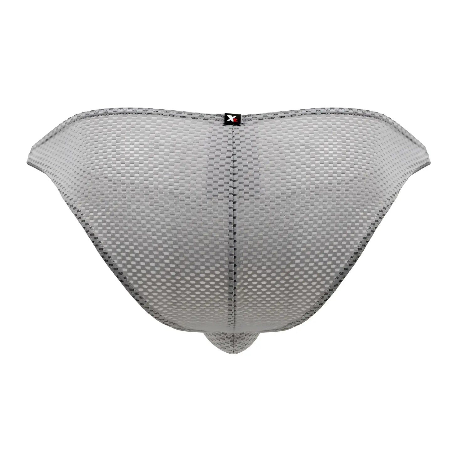 Xtremen 91186 mesh bikini briefs in gray with subtle textured pattern and black stitching along edges