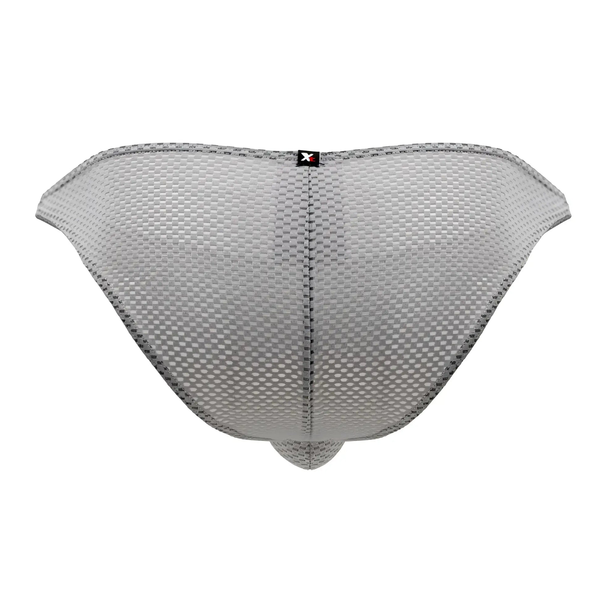 Xtremen 91186 mesh bikini briefs in gray with subtle textured pattern and black stitching along edges