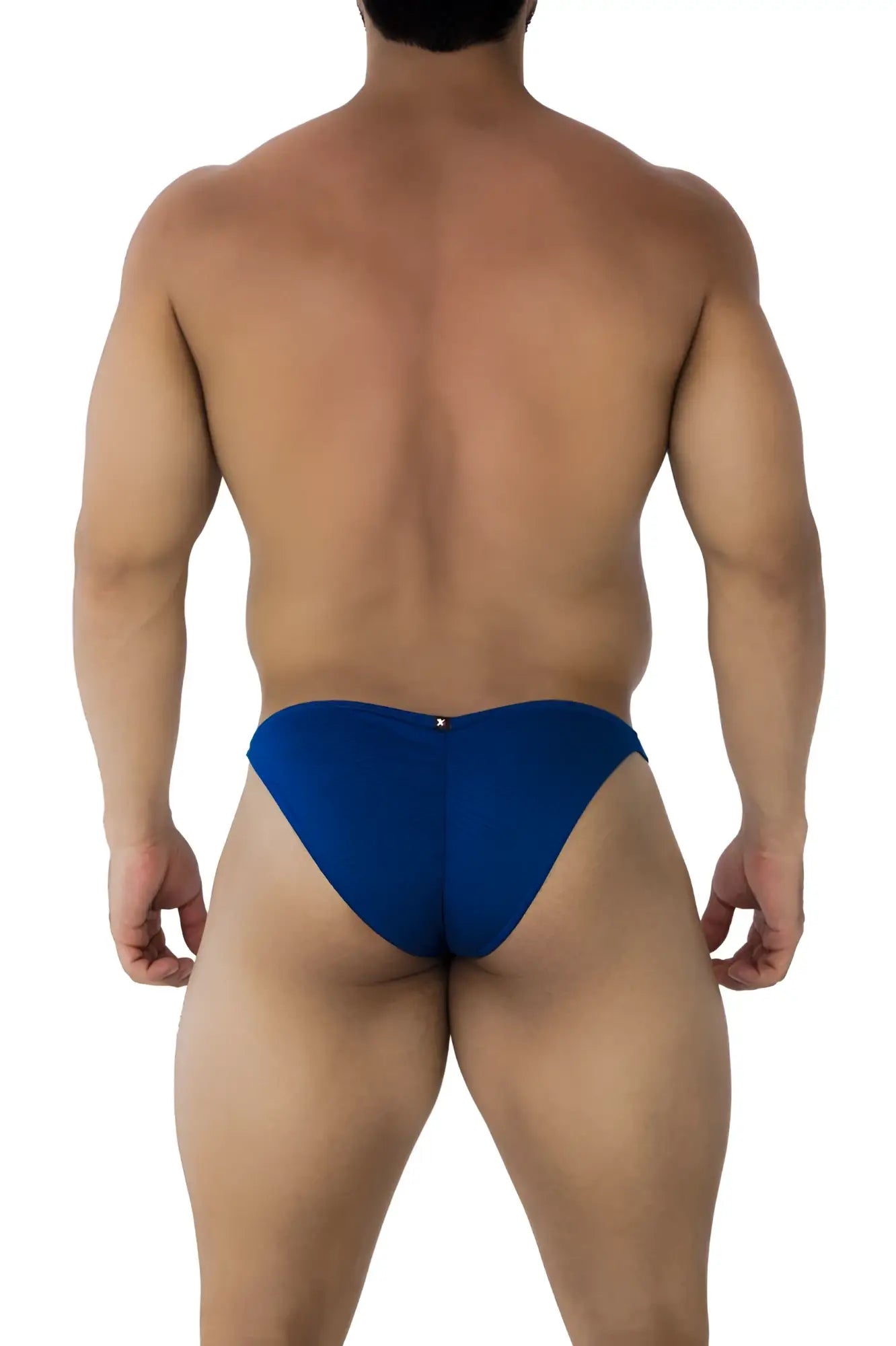 Blue Xtremen 91192 jacquard bikini briefs with a sleek, form-fitting design in royal blue color