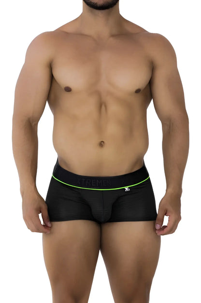 Black xtremen 91196 jacquard trunks men’s briefs with neon green trim and xtreme waistband for comfortable wear
