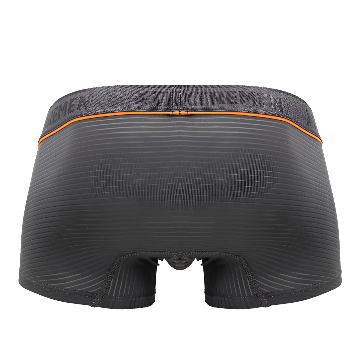 Dark gray ribbed boxer briefs with orange trim and xtremen branding on waistband in xtremen 91196 jacquard trunks gray