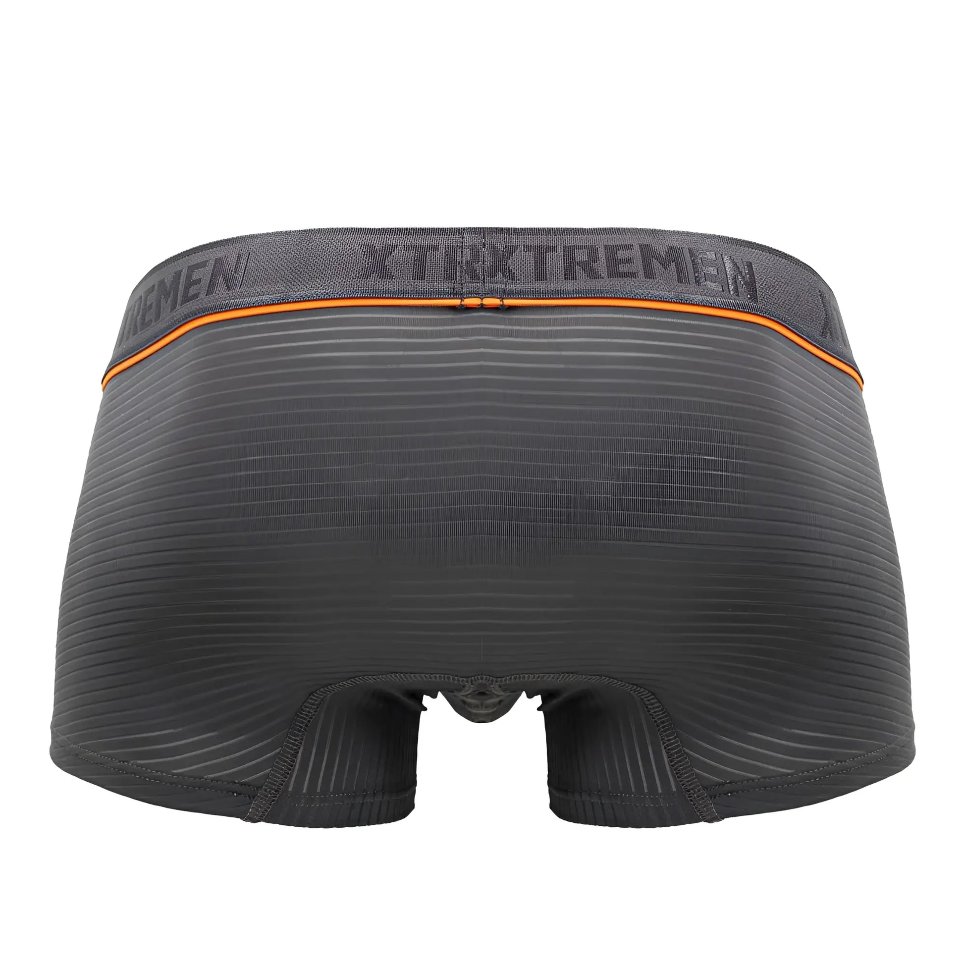 Dark gray ribbed boxer briefs with orange trim and xtremen branding on waistband in xtremen 91196 jacquard trunks gray