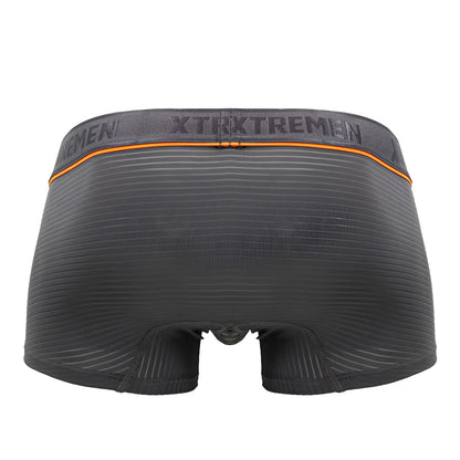 Dark gray ribbed boxer briefs with orange trim and xtremen branding on waistband in xtremen 91196 jacquard trunks gray