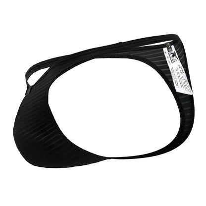 Black ribbed jacquard Xtremen 91198 briefs with sleek contoured design and adjustable straps in black color