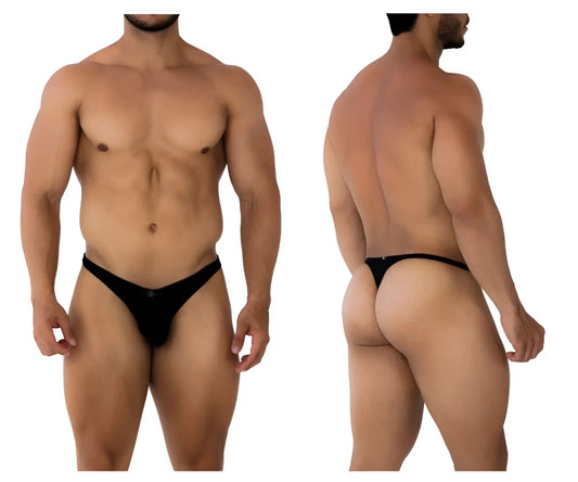 Black Xtremen 91198 Jacquard thong underwear with a smooth, sleek design and comfortable fit