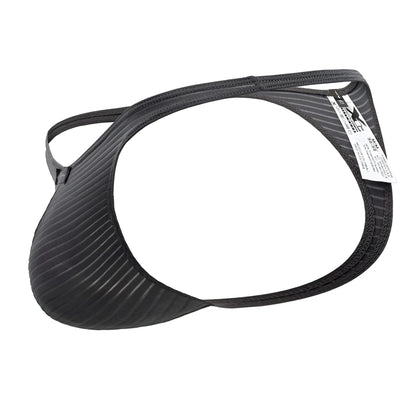 Black ribbed fabric briefs with sleek contoured design and adjustable side straps from Xtremen 91198 jacquard thongs gray