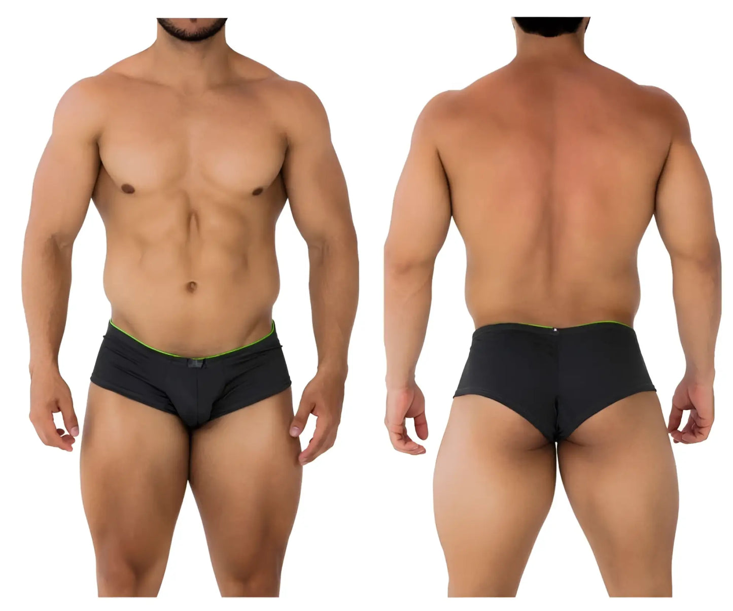 Black Xtremen 91199 jacquard trunks with neon green trim in gray fabric for comfortable daily wear