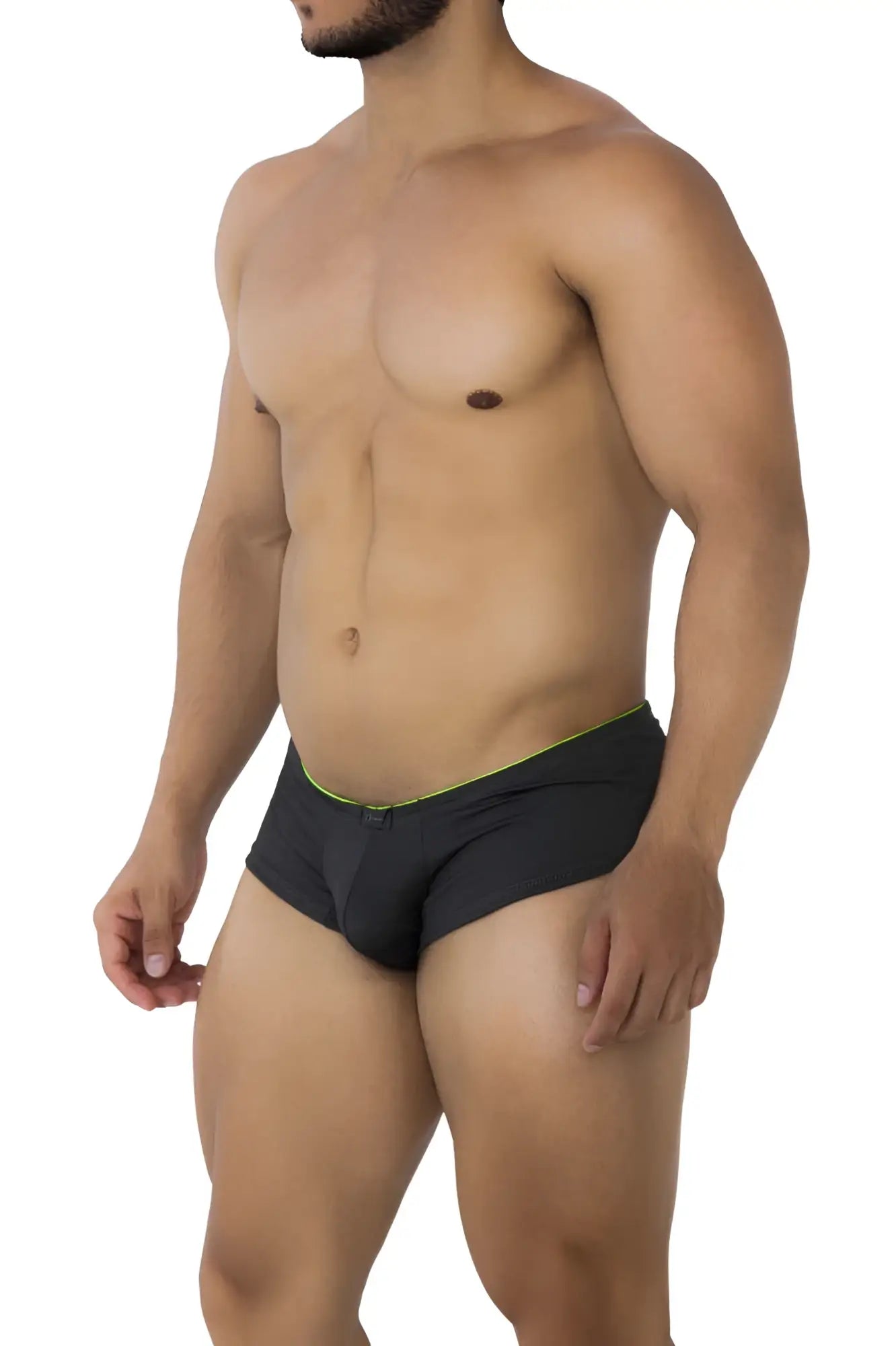 Black xtremen 91199 jacquard trunks with neon green waistband trim in gray fabric for comfortable everyday wear