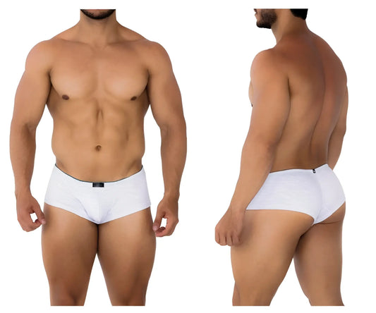 White xtremen 91199 jacquard trunks with black elastic waistband showcasing comfortable briefs design