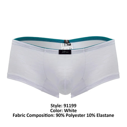 White men’s briefs xtremen 91199 jacquard trunks with teal waistband made of 90 polyester and 10 elastane
