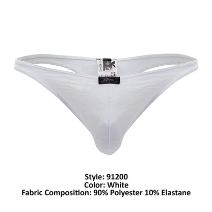 White xtremen 91200 jacquard thong made of 90% polyester and 10% elastane with a subtle textured pattern