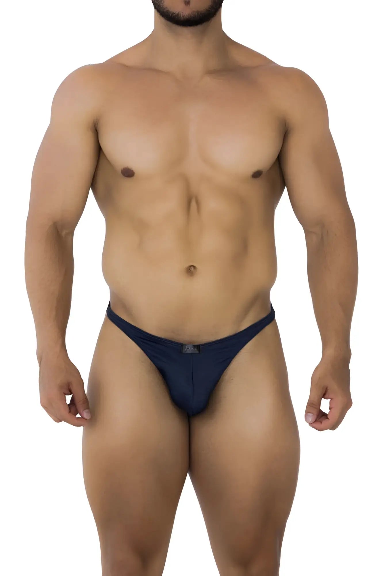 Xtremen 91201 jacquard bikini briefs in navy blue with a small front logo made from jacquard fabric